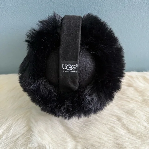 UGG Faux Fur Black Ear Muffs - Picture 2 of 9